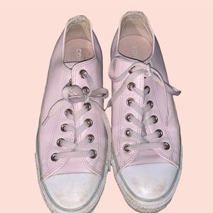 Pink Faux Leather Converse
